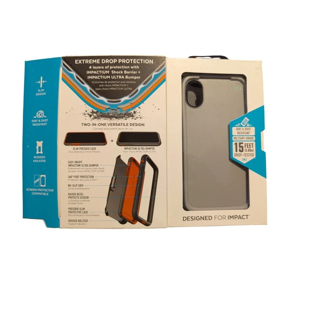 i5. Speck Presidio ULTRA Case For‎ iPhone X / XS -Black W/Holster New